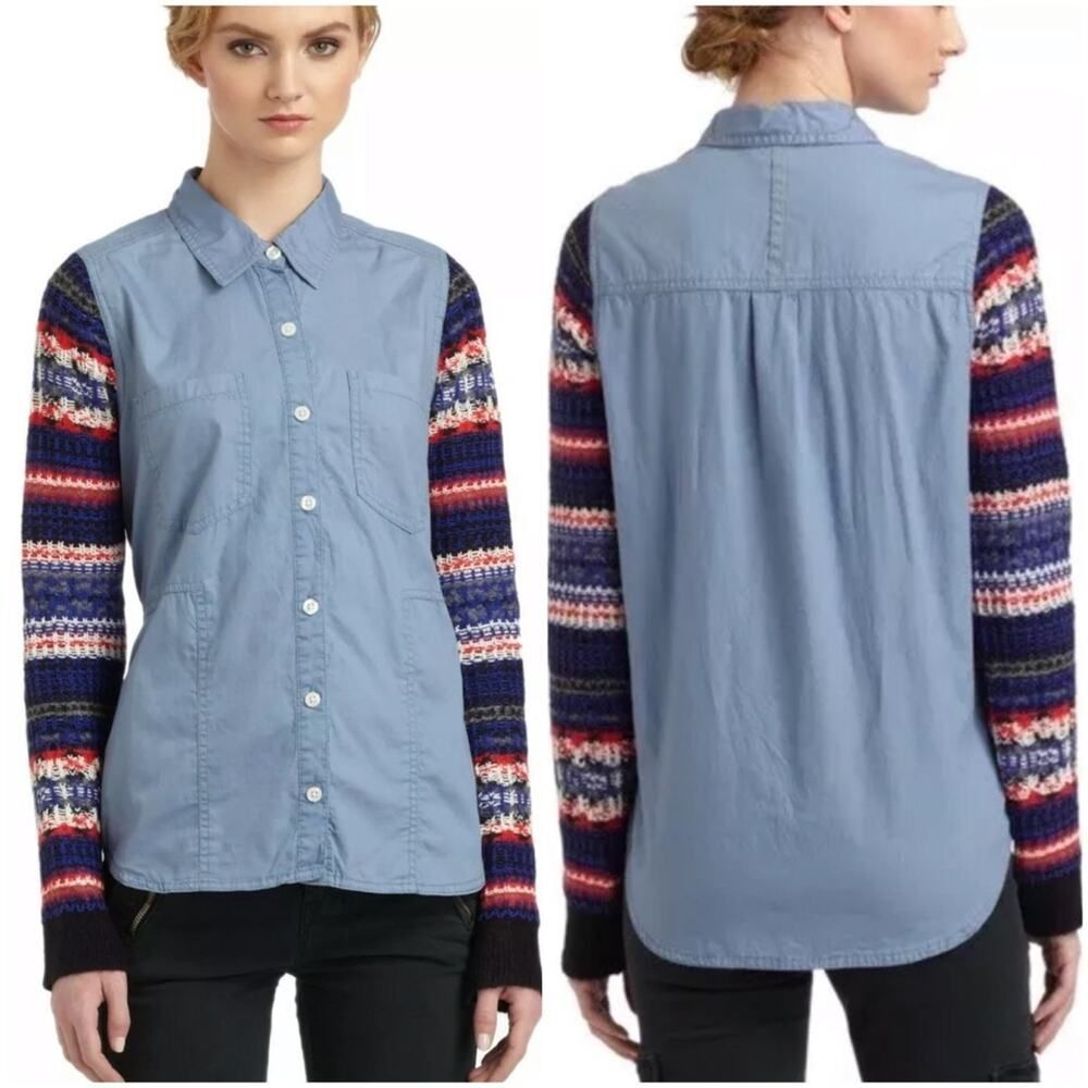 Free People Fair Isle Chambray Button Down